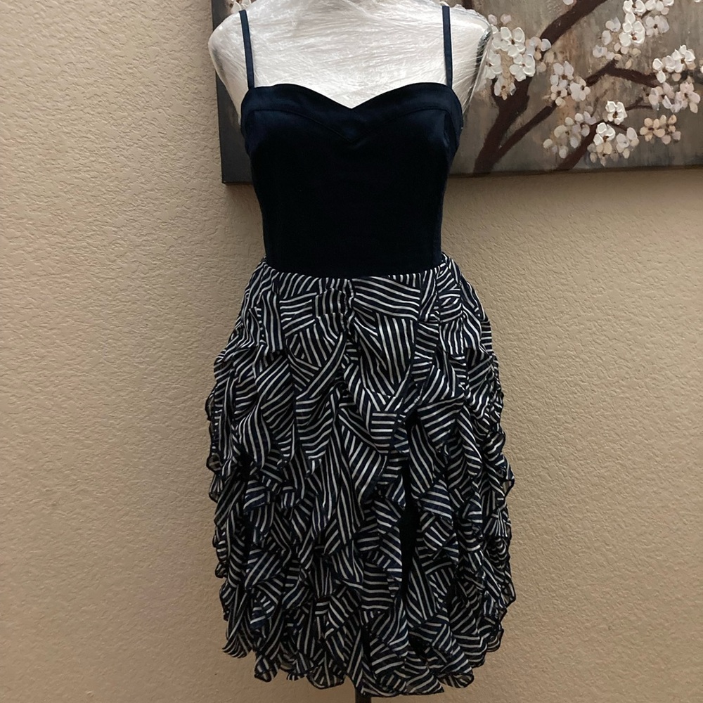 Blue Stripes Ruffled Dress